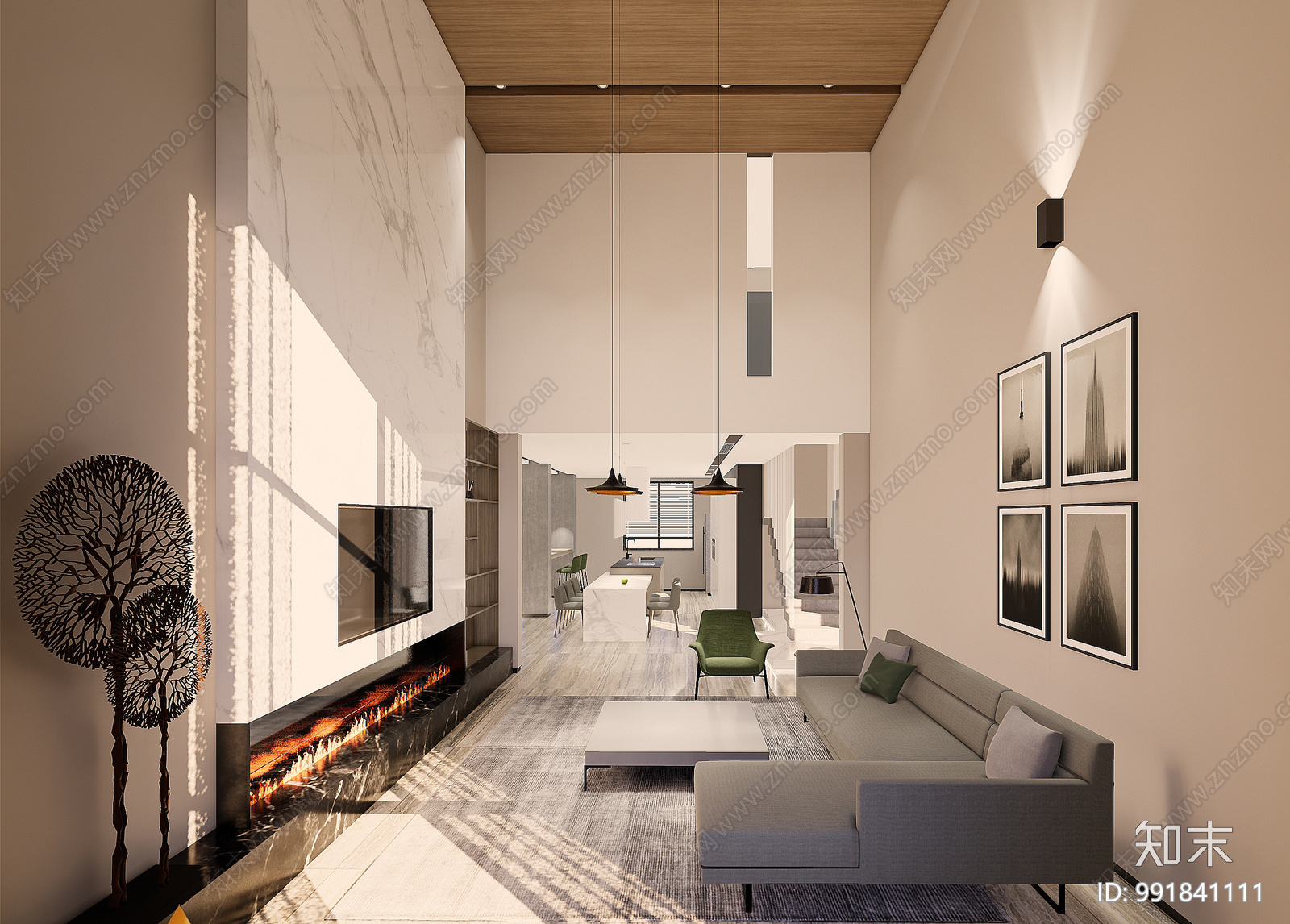 现代风格独栋别墅施工图下载【ID:991841111】