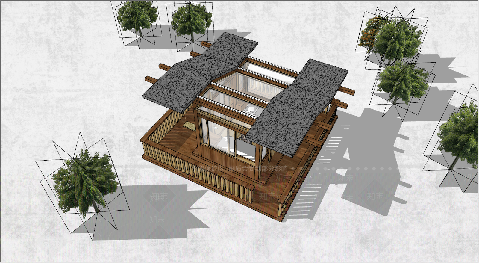 现代驿站亭SU模型下载【ID:491845847】