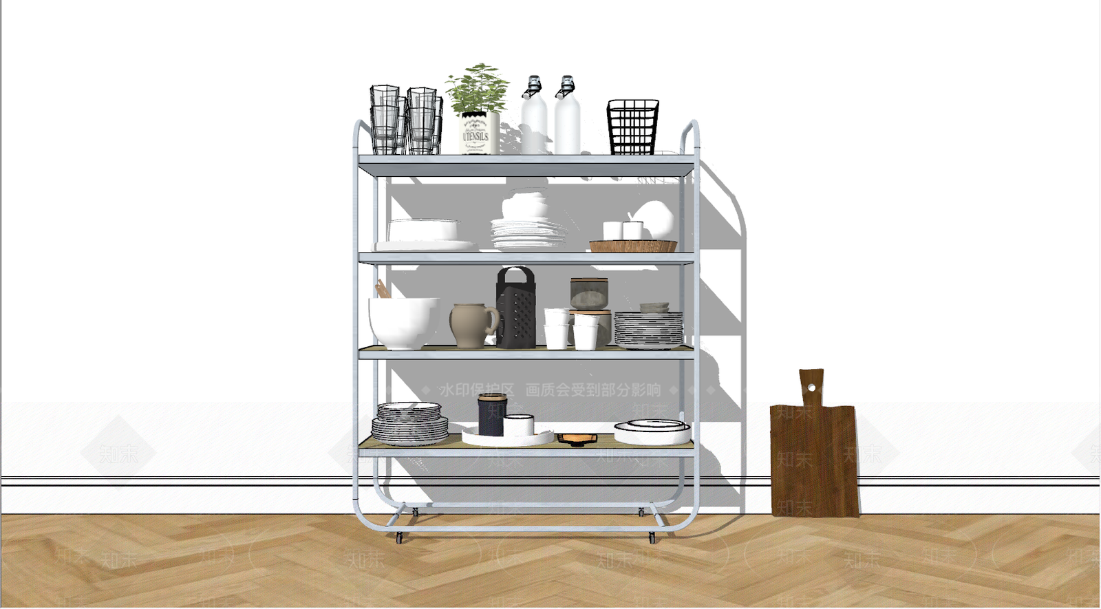 现代餐具组合SU模型下载【ID:791847131】