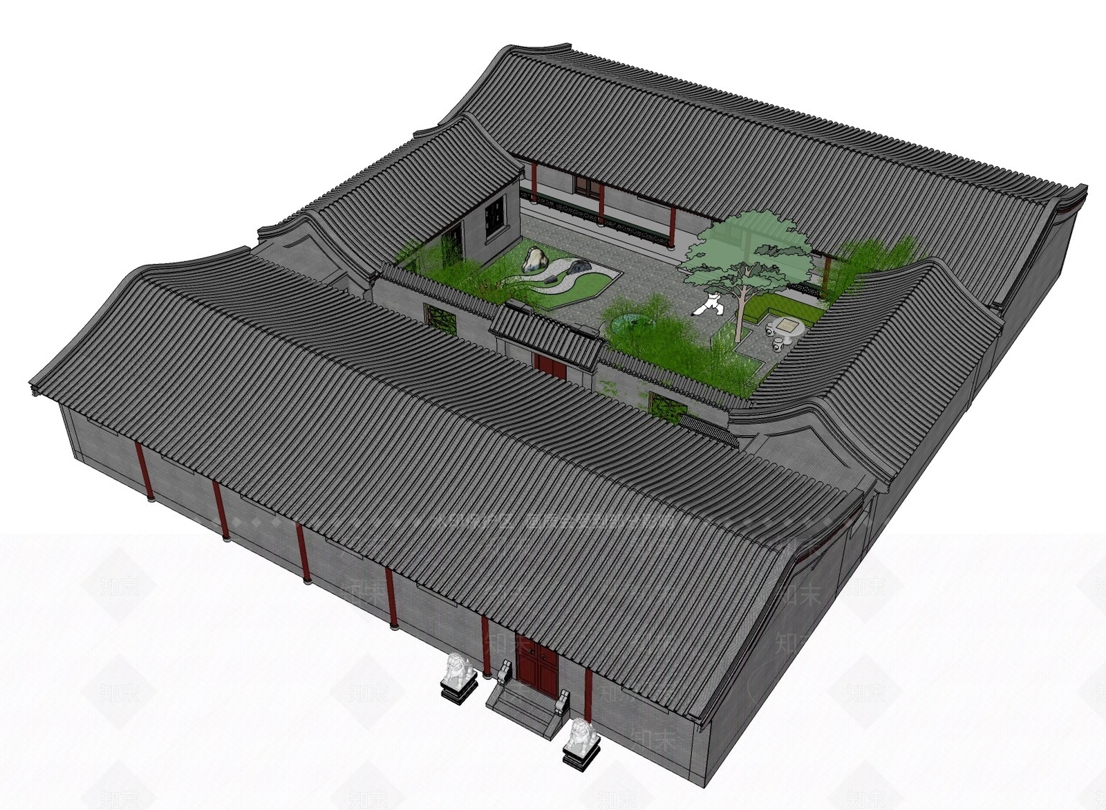 中式四合院SU模型下载【ID:391854264】