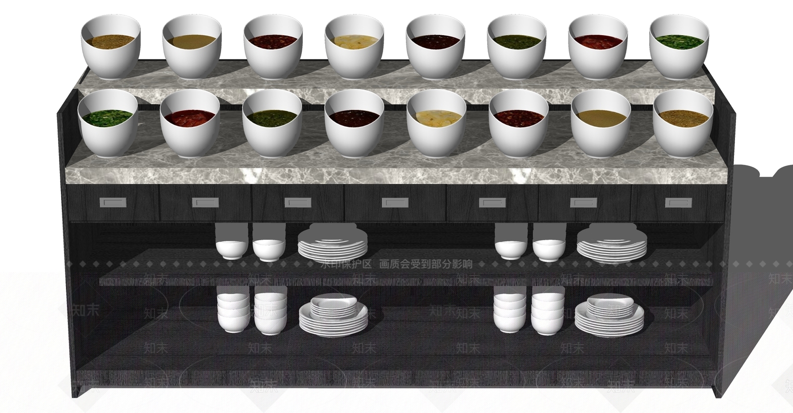 现代调味品组合SU模型下载【ID:991856209】