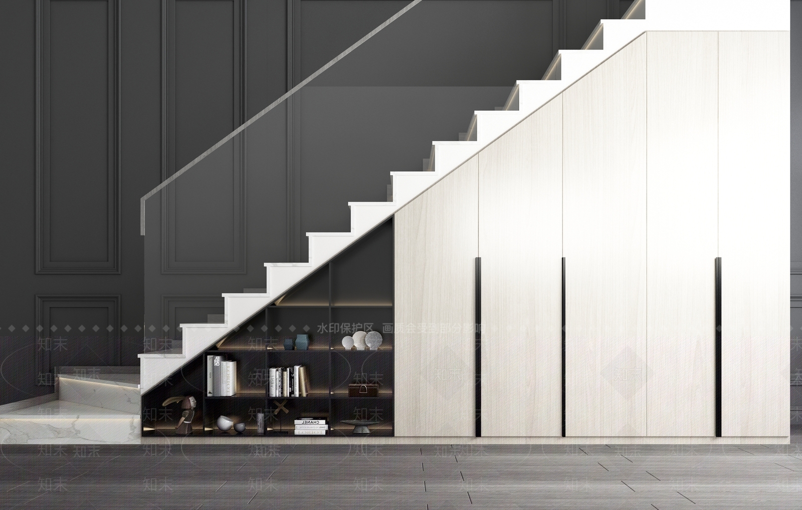 现代楼梯储物柜3D模型下载【ID:891888624】