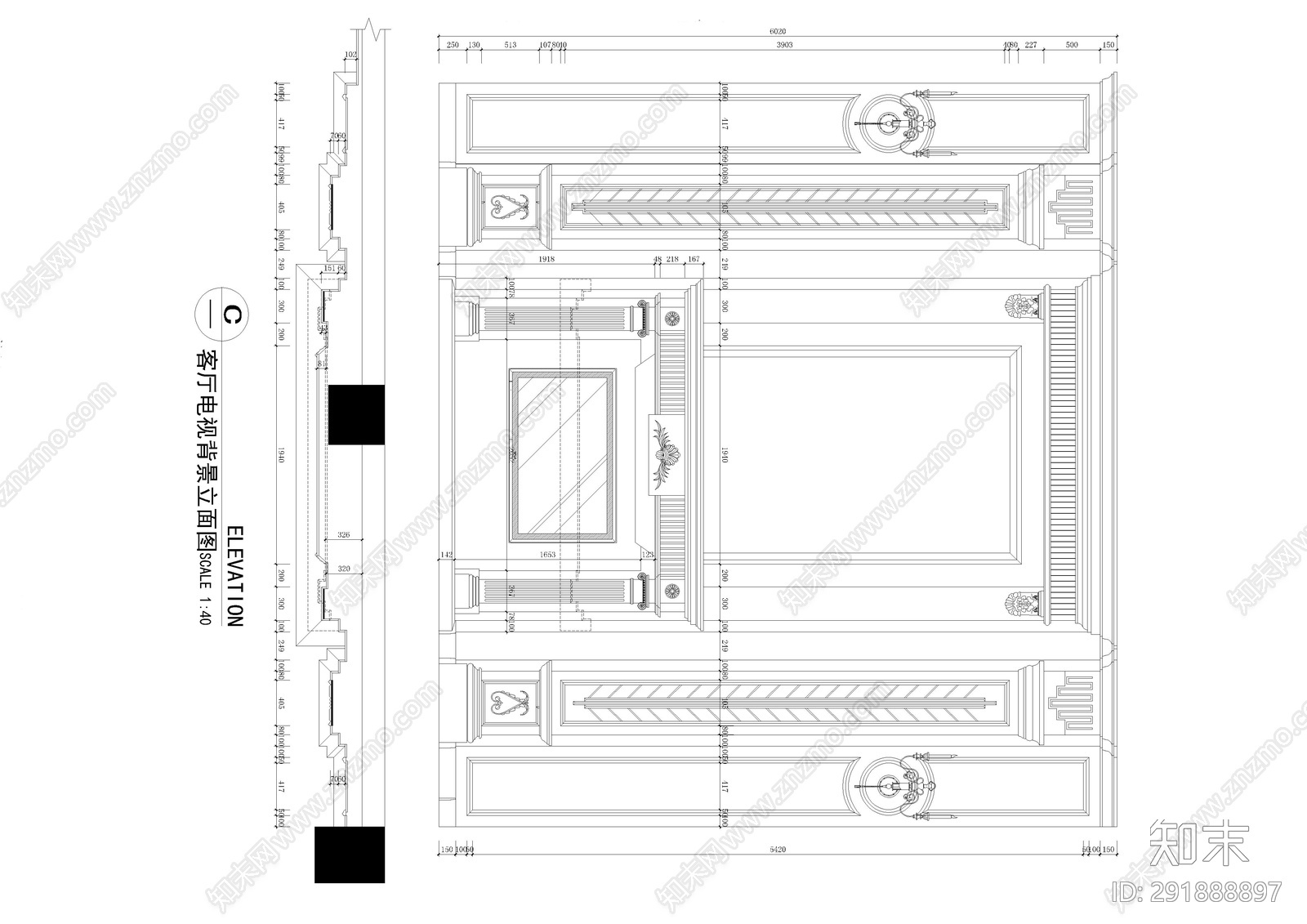 大理石背景cad施工图下载【ID:291888897】