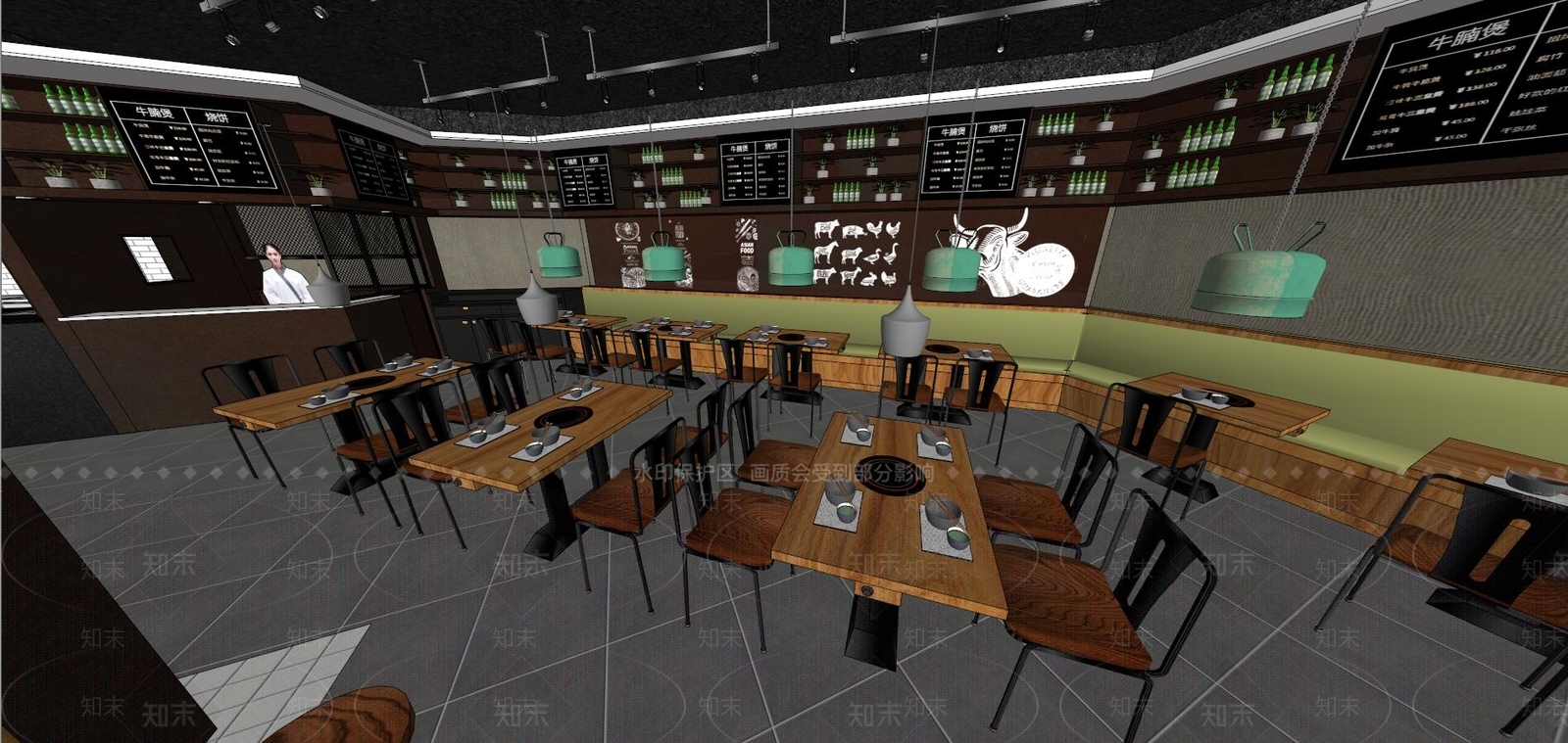 现代餐厅SU模型下载【ID:991891052】