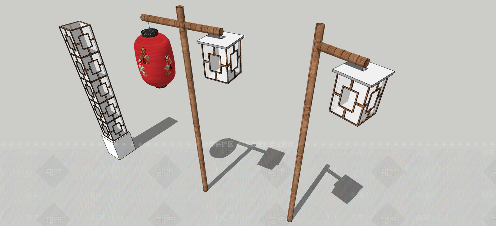新中式路灯SU模型下载【ID:391892540】