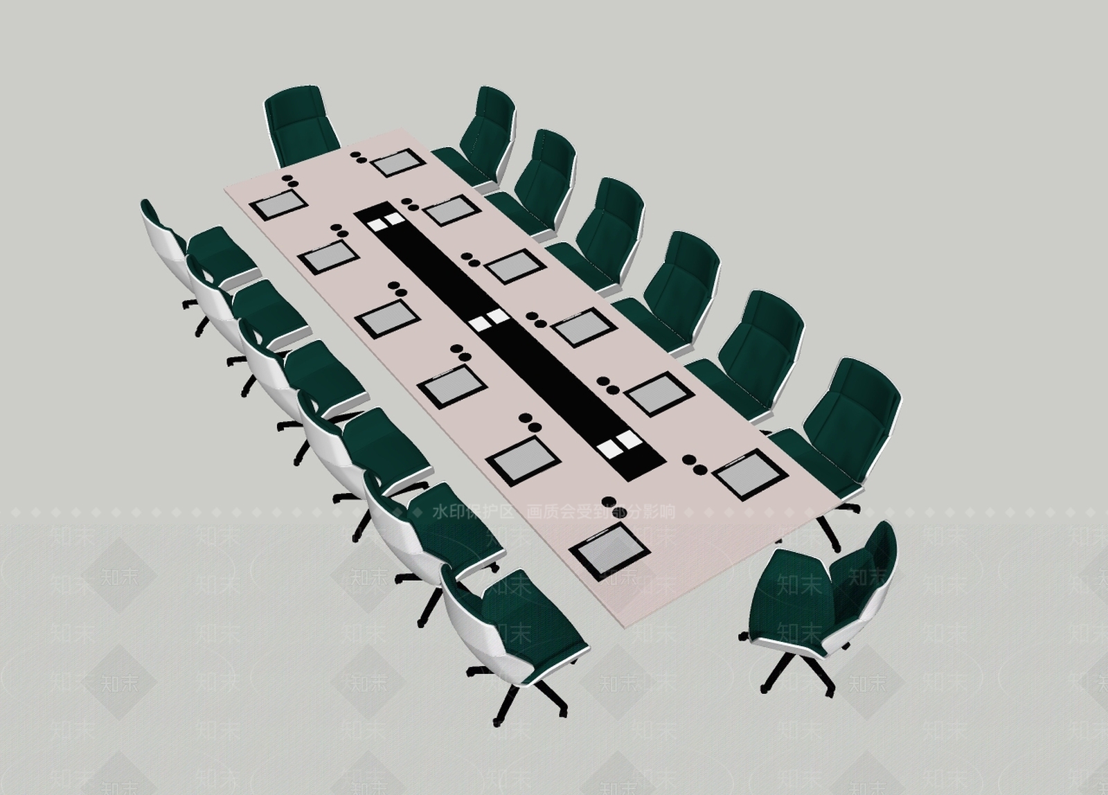 现代会议桌SU模型下载【ID:791911139】