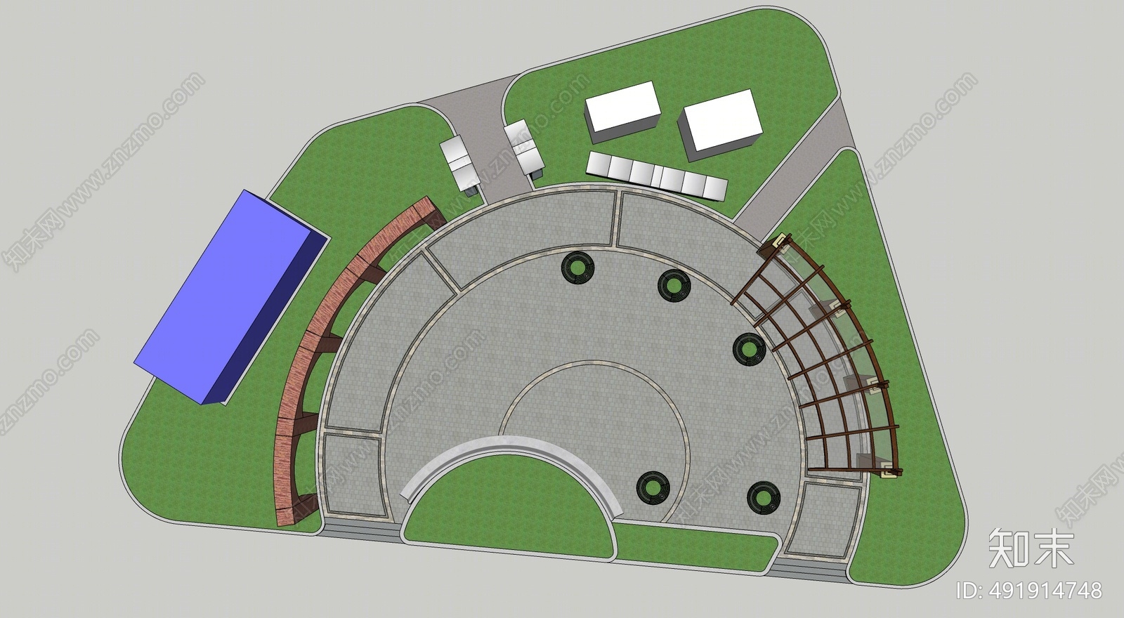 现代公园景观SU模型下载【ID:491914748】