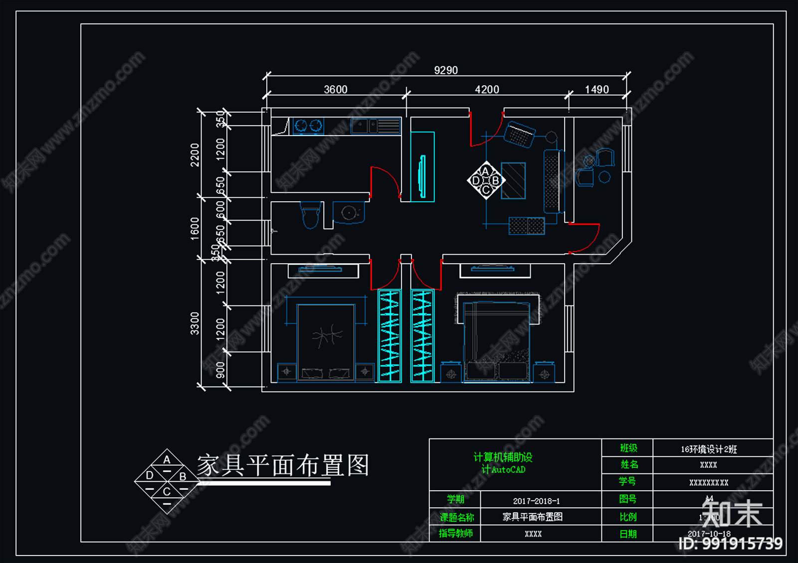 别墅家装cad施工图下载【ID:991915739】