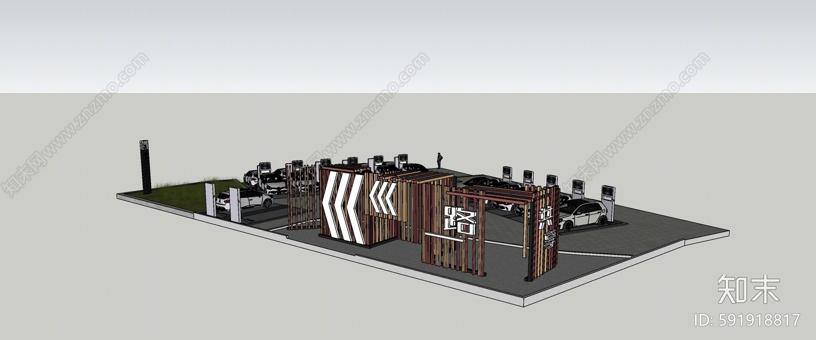 现代停车场SU模型下载【ID:591918817】