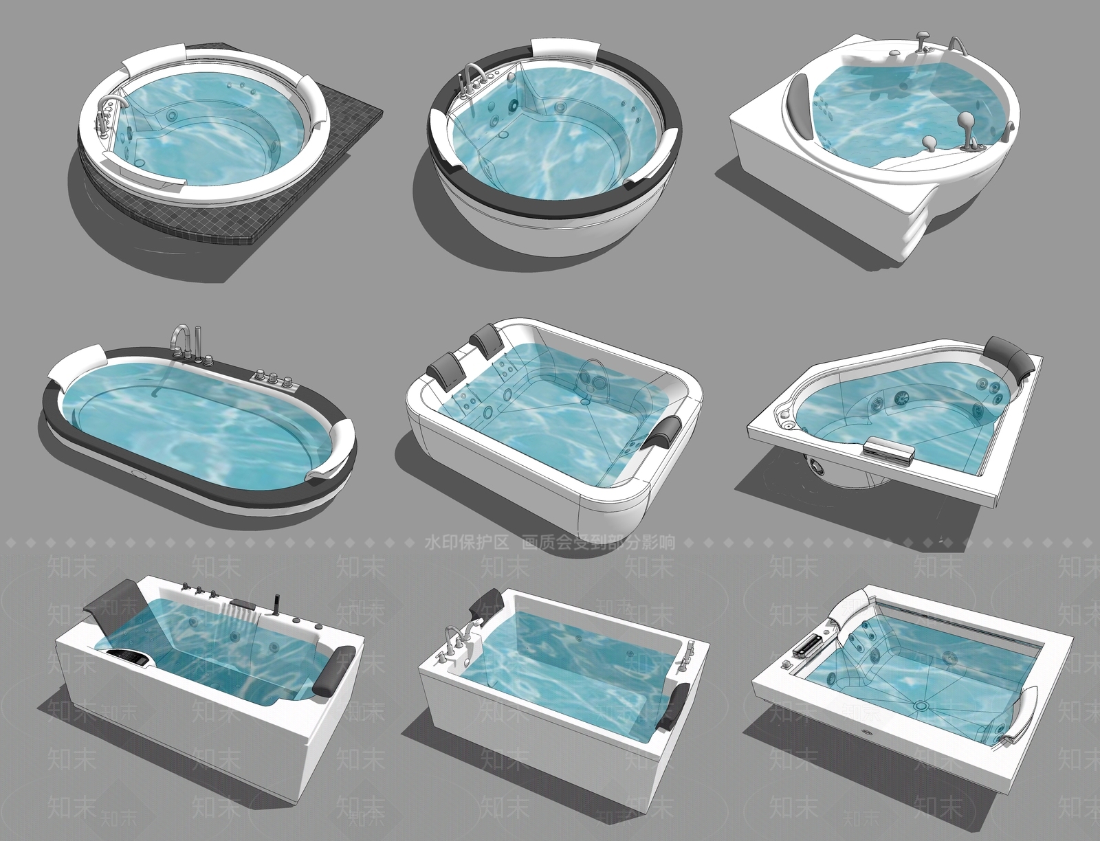 现代按摩浴缸SU模型下载【ID:791920222】