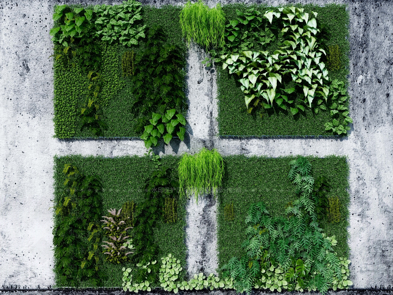 现代绿植墙3D模型下载【ID:491928273】