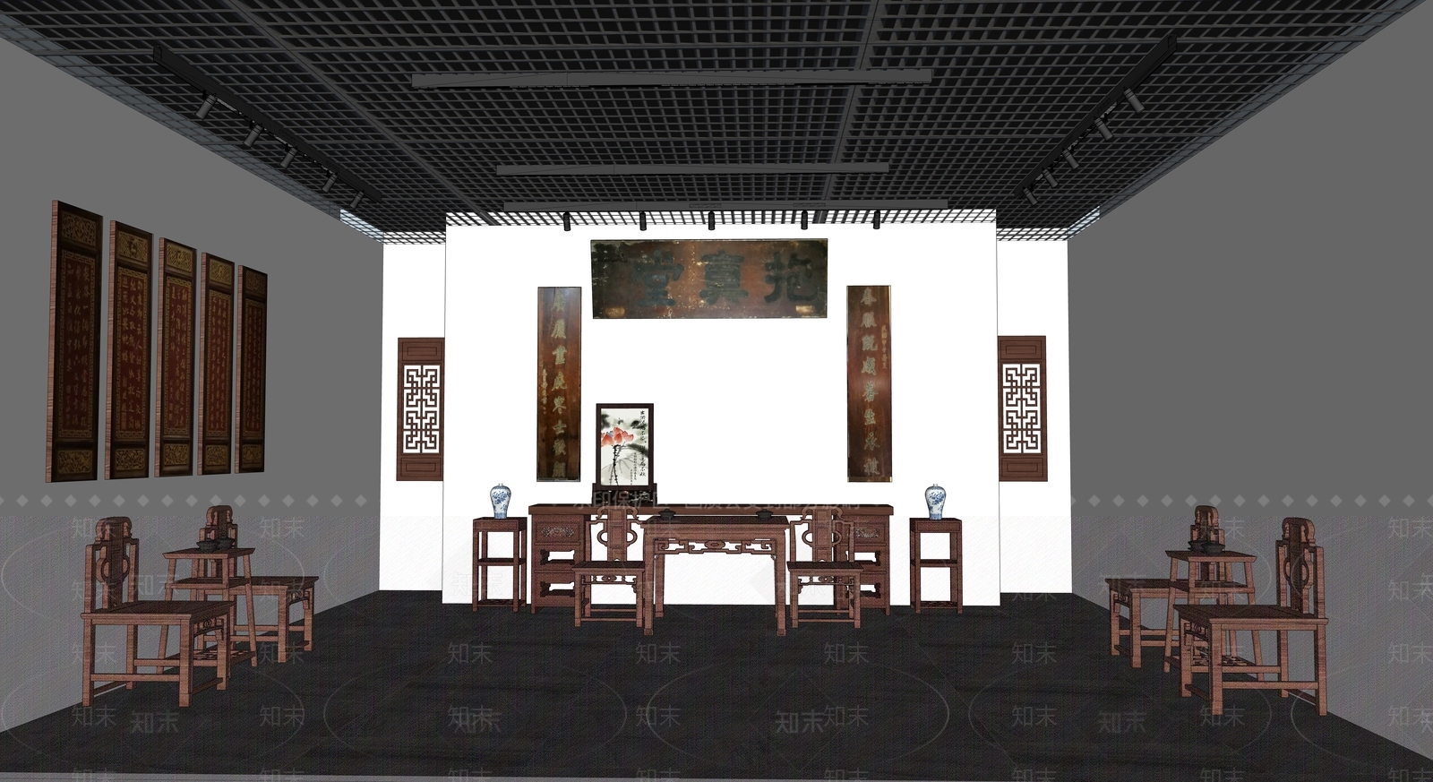 中式展厅SU模型下载【ID:291929986】
