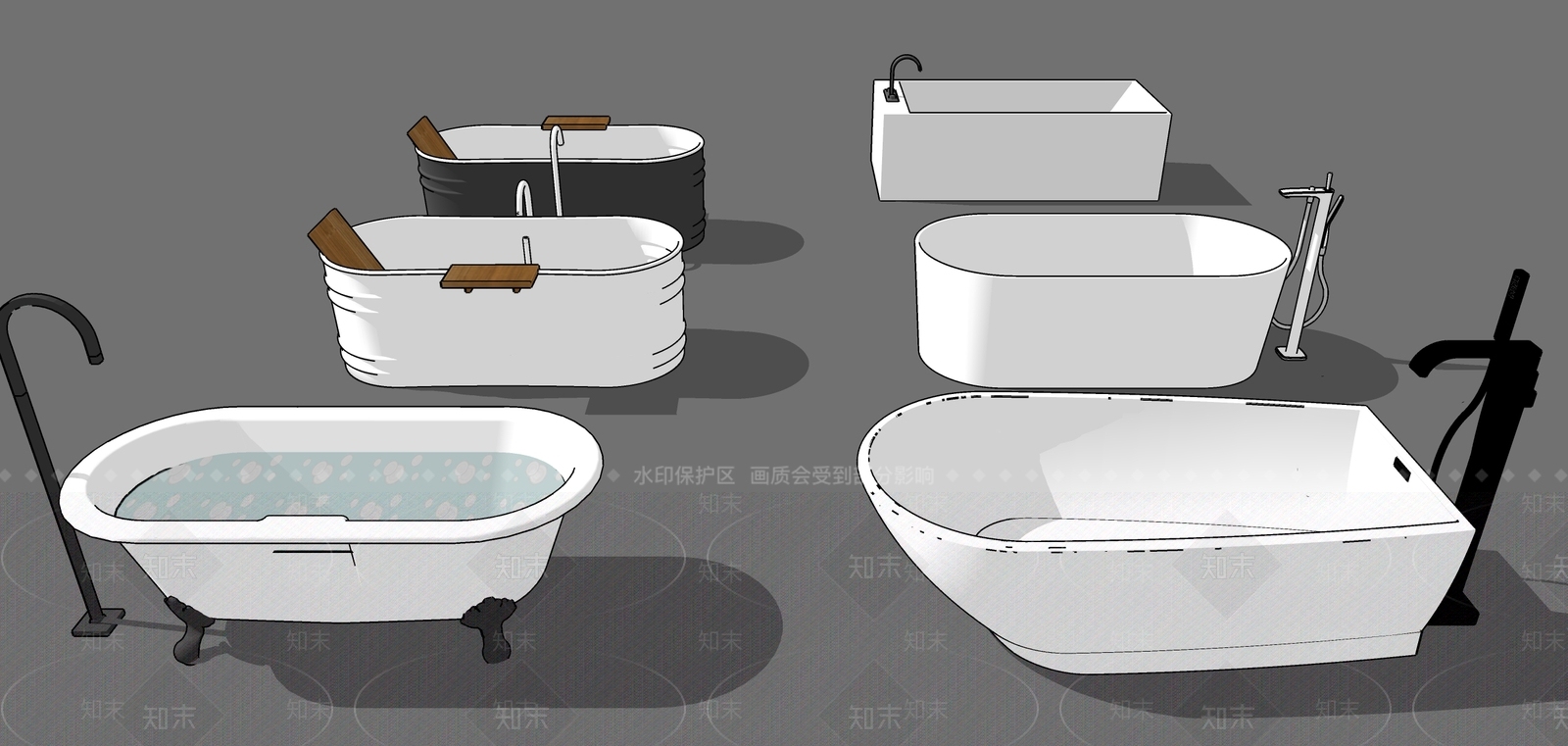 现代浴缸SU模型下载【ID:791956255】