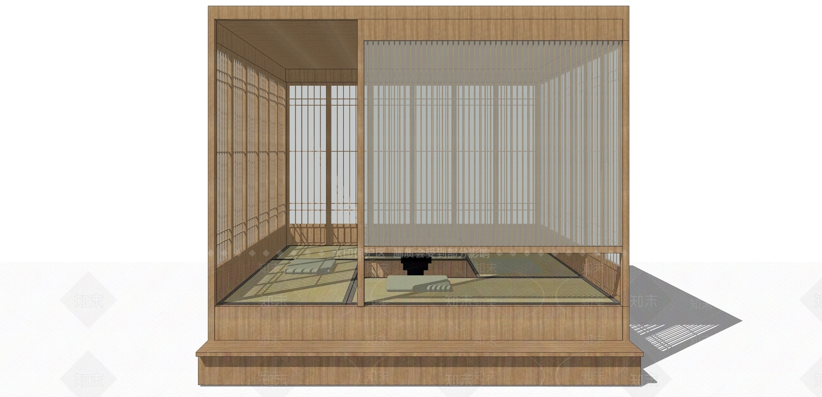 日式榻榻床SU模型下载【ID:291958717】