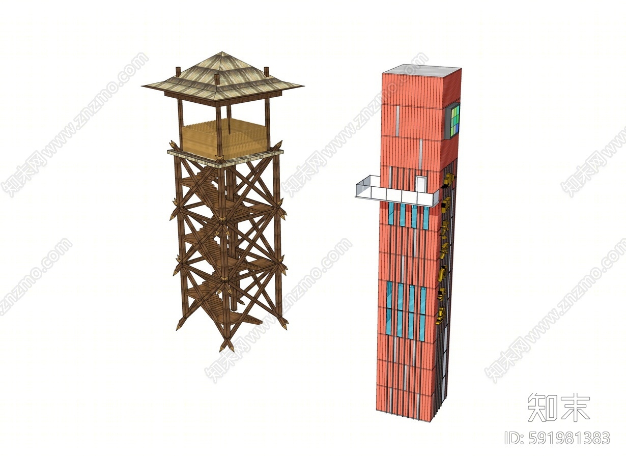 现代观景台SU模型下载【ID:591981383】
