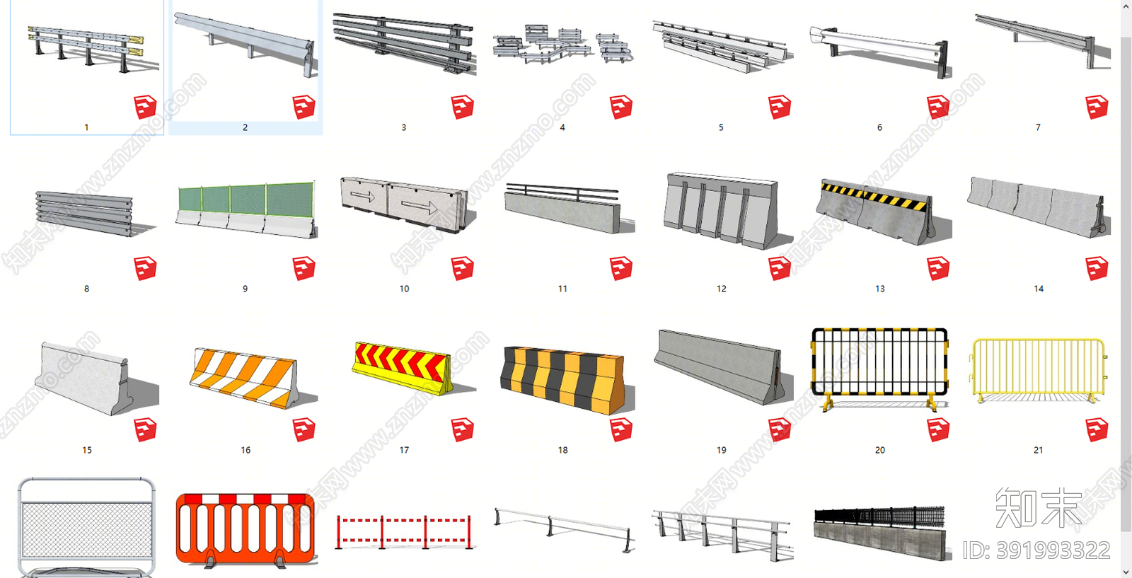 现代道路护栏SU模型下载【ID:391993322】
