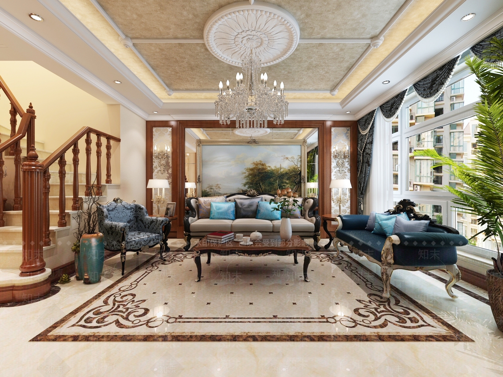 欧式古典客餐厅3D模型下载【ID:892011358】