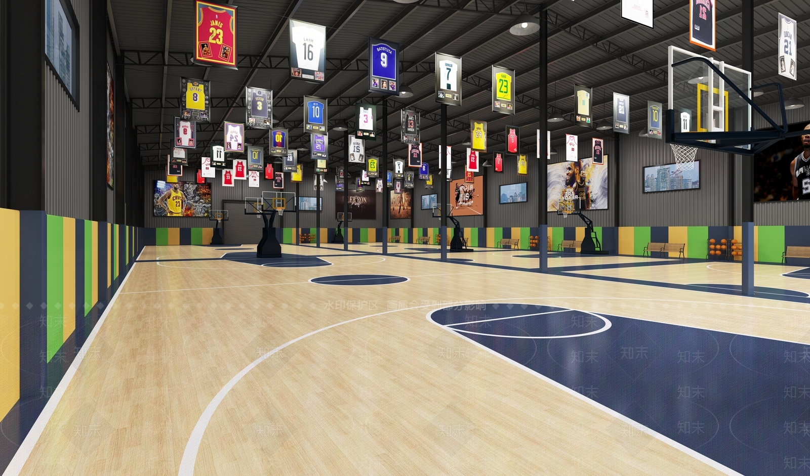 工业风篮球馆3D模型下载【ID:992066963】