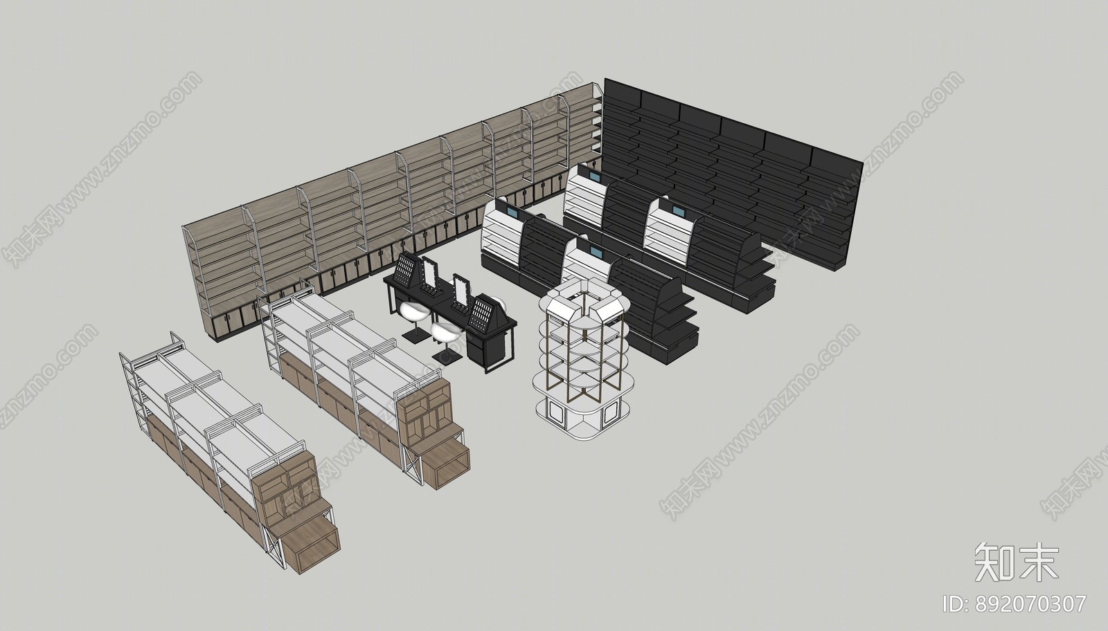 现代超市货架SU模型下载【ID:892070307】