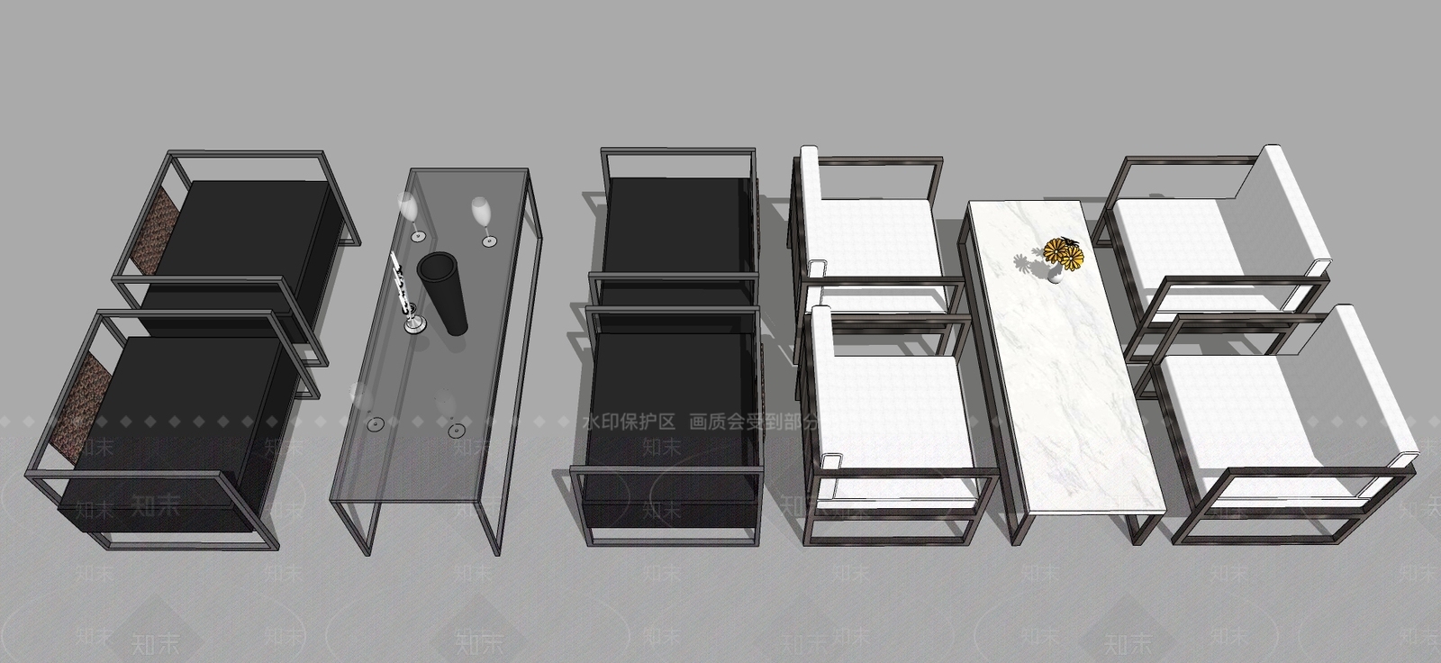 新中式户外沙发SU模型下载【ID:192087386】