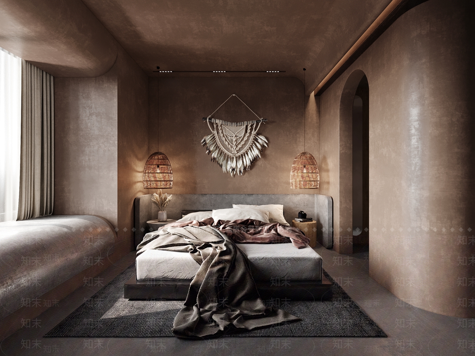 【3D悬赏模型】侘寂风格卧室3D模型下载【ID:492126838】