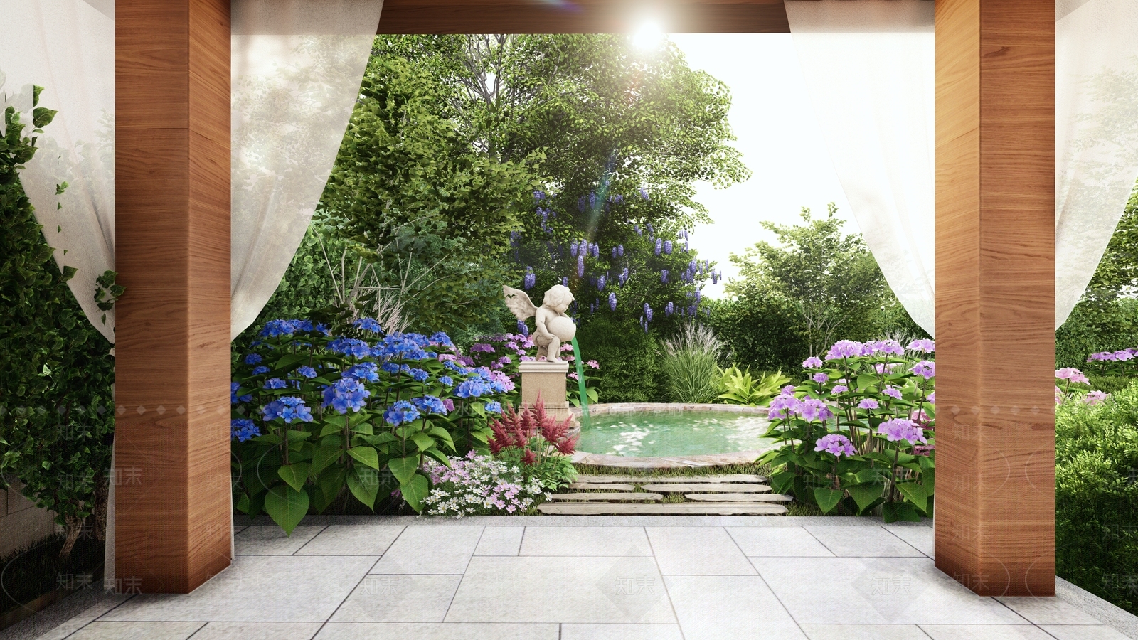 简欧屋顶花园SU模型下载【ID:1109383967】
