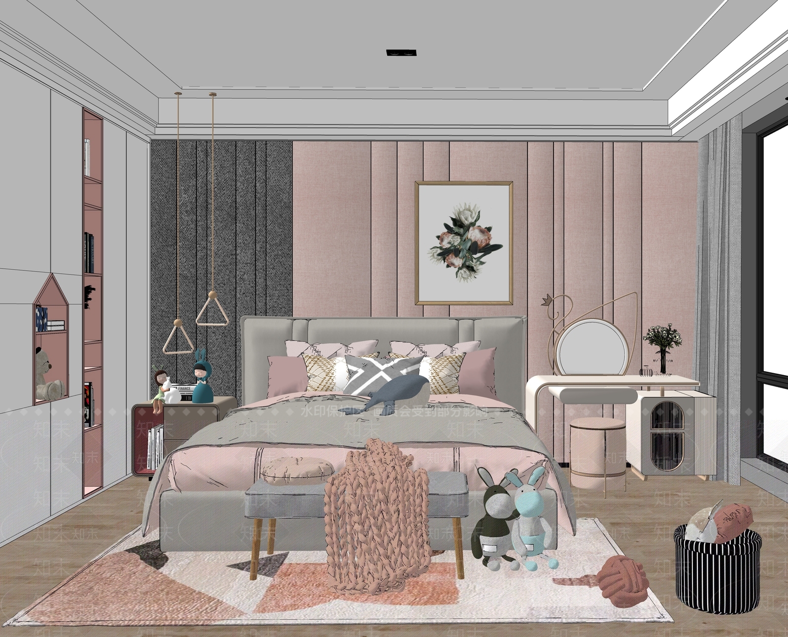 现代儿童房SU模型下载【ID:892133886】