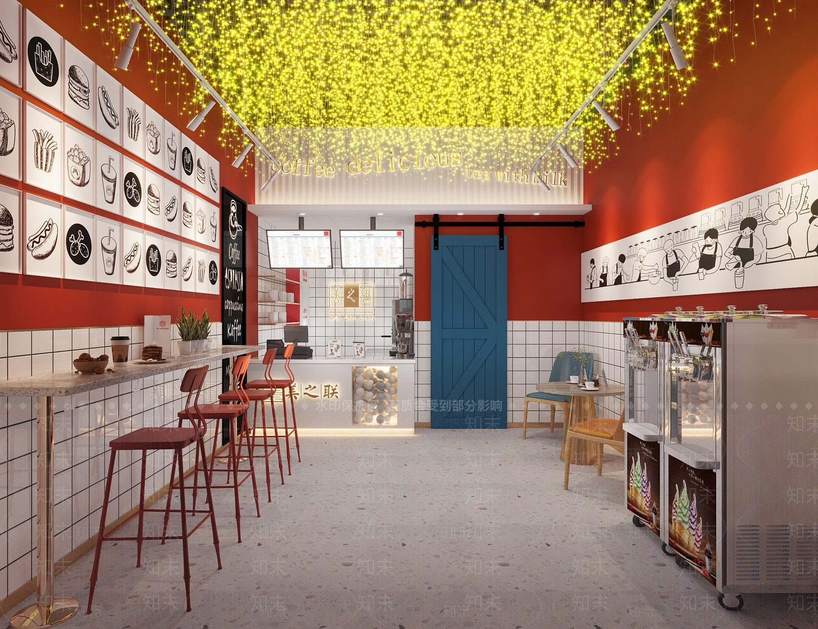 北欧奶茶饮品店3D模型下载【ID:392145485】