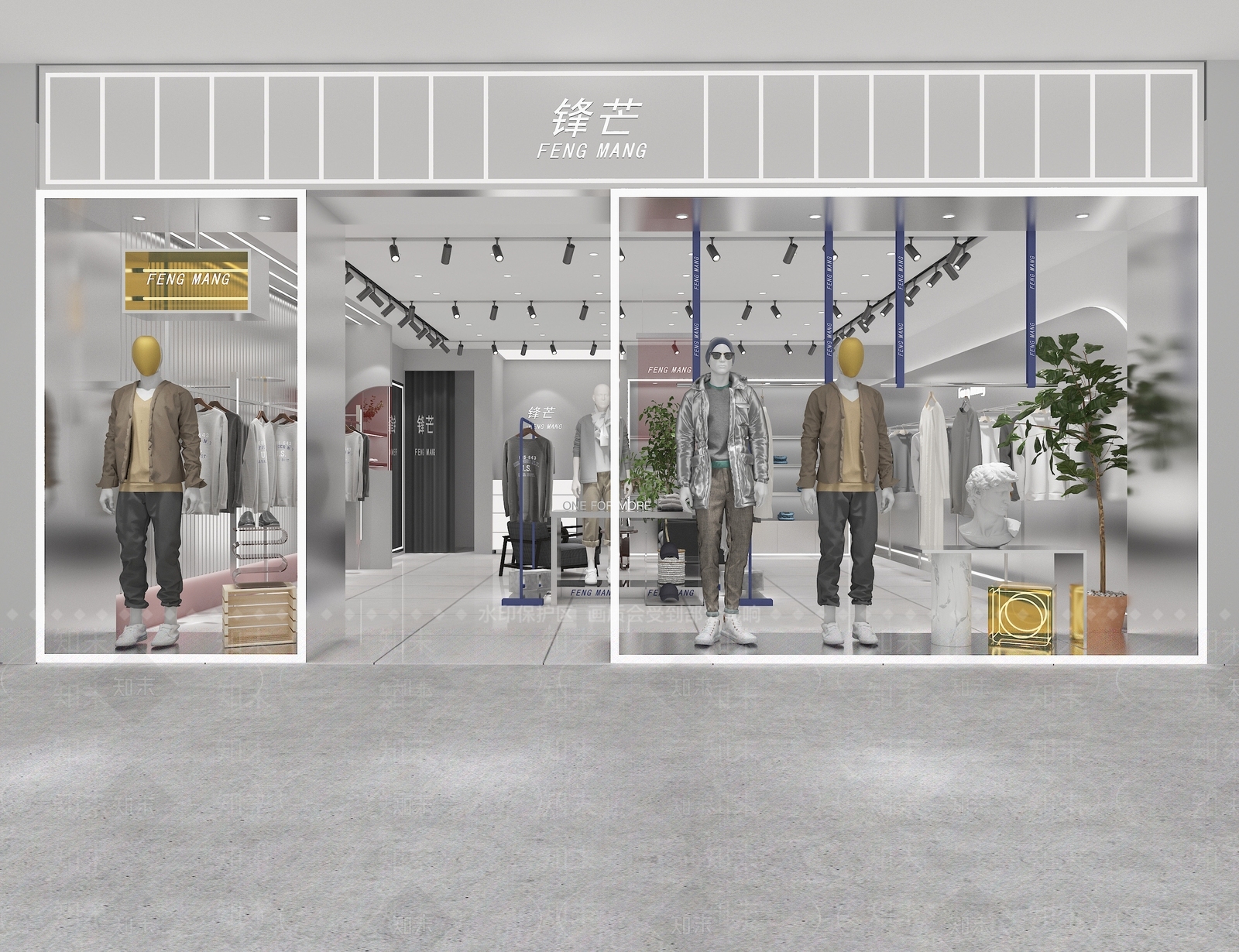 现代男装店铺3D模型下载【ID:392148238】