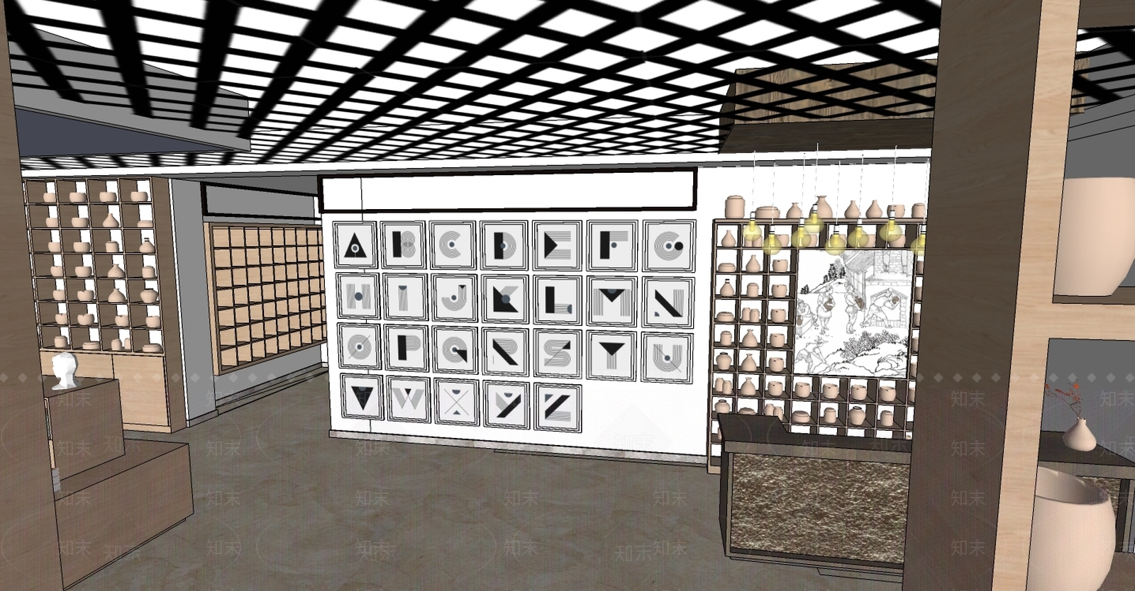 现代商场展区SU模型下载【ID:192189040】