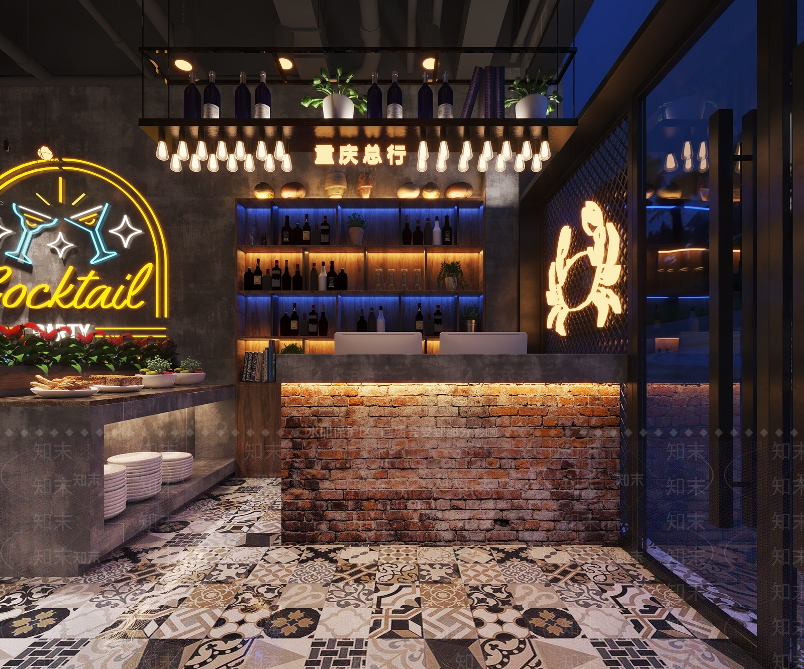 工业风火锅店3D模型下载【ID:392189234】
