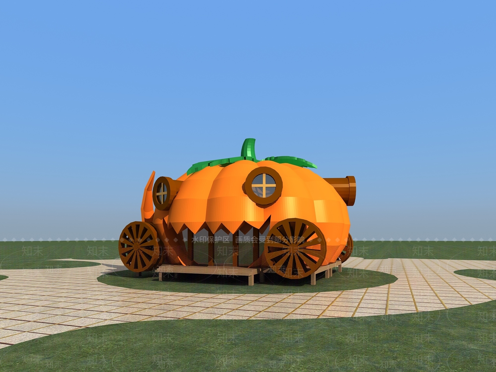 现代南瓜车3D模型下载【ID:992214547】