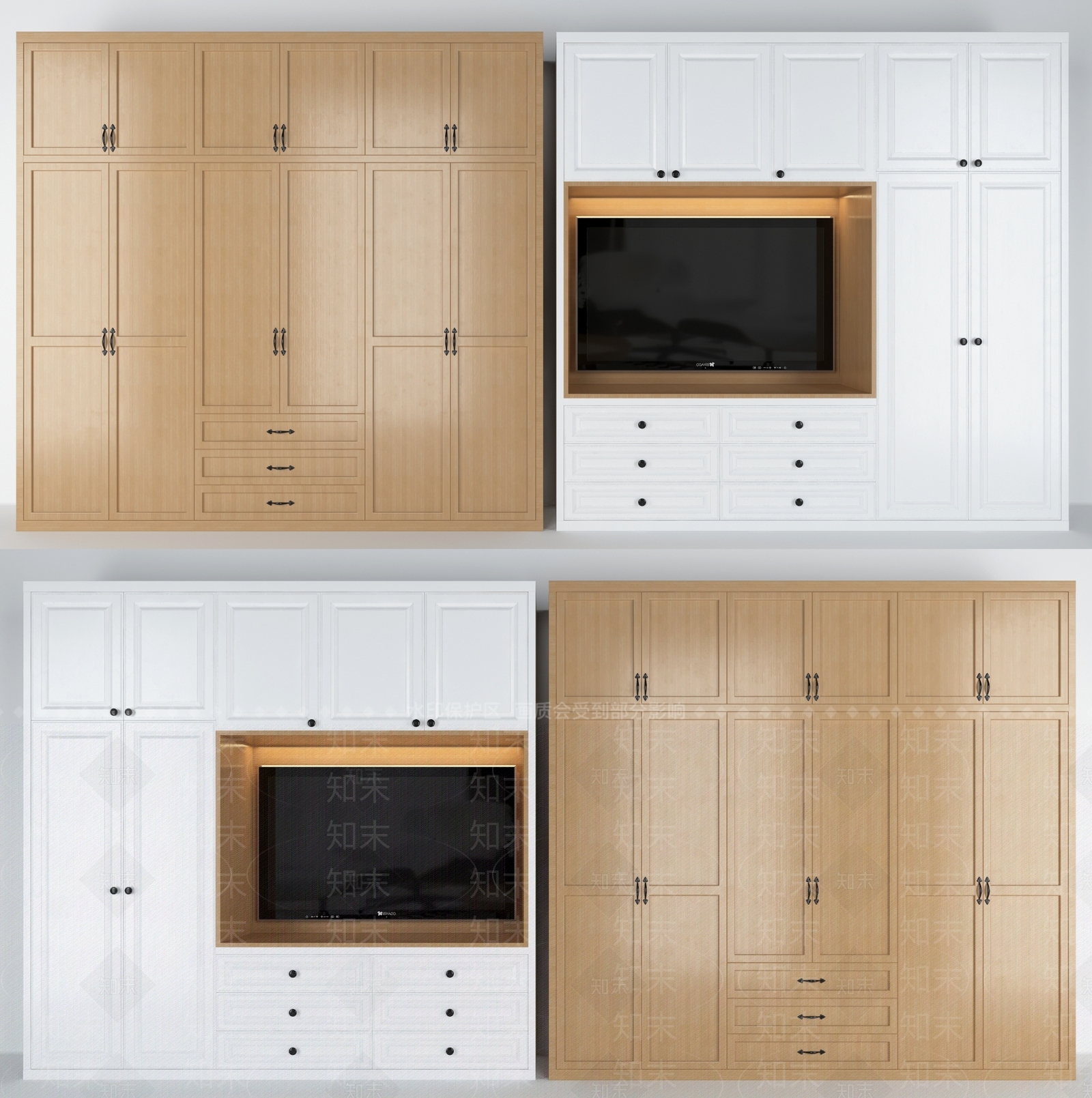 现代衣柜电视组合3D模型下载【ID:992221999】