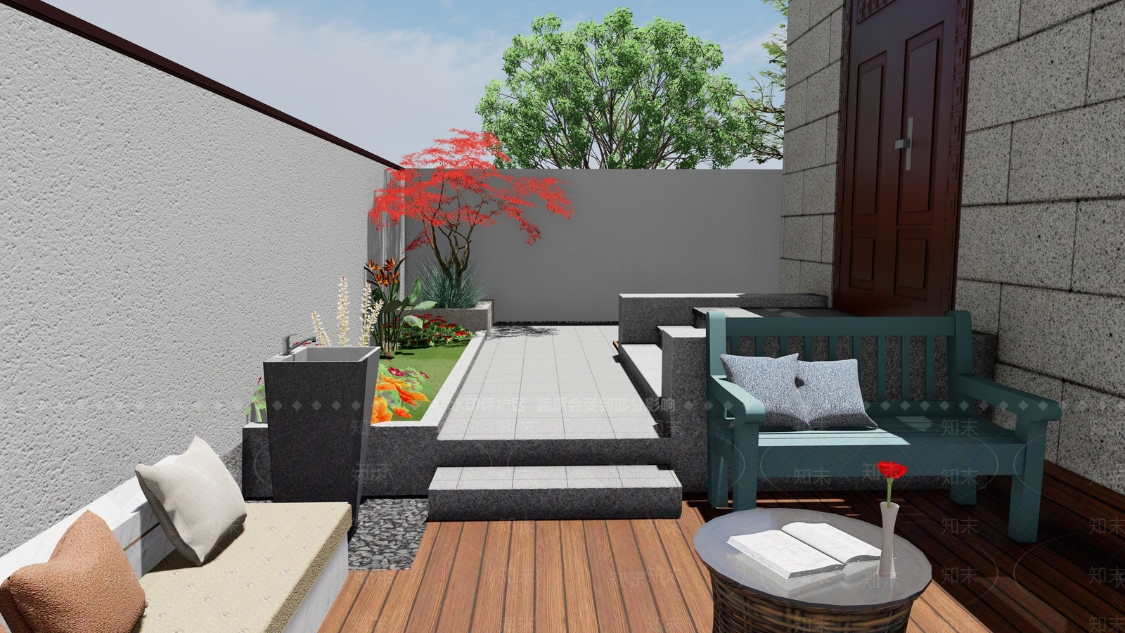 现代庭院花园SU模型下载【ID:892233211】