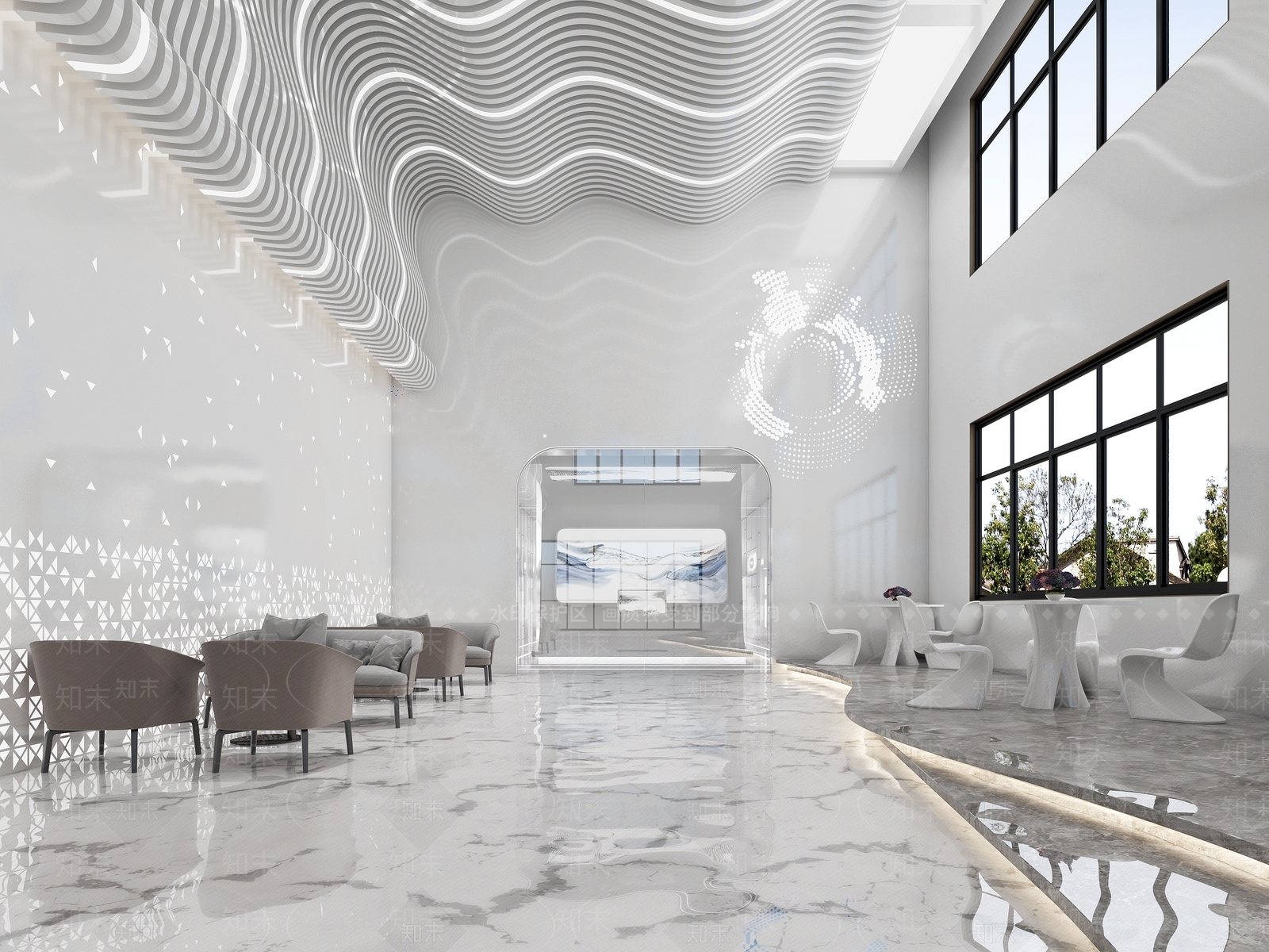 现代公司科技感大厅前台3D模型下载【ID:792244774】