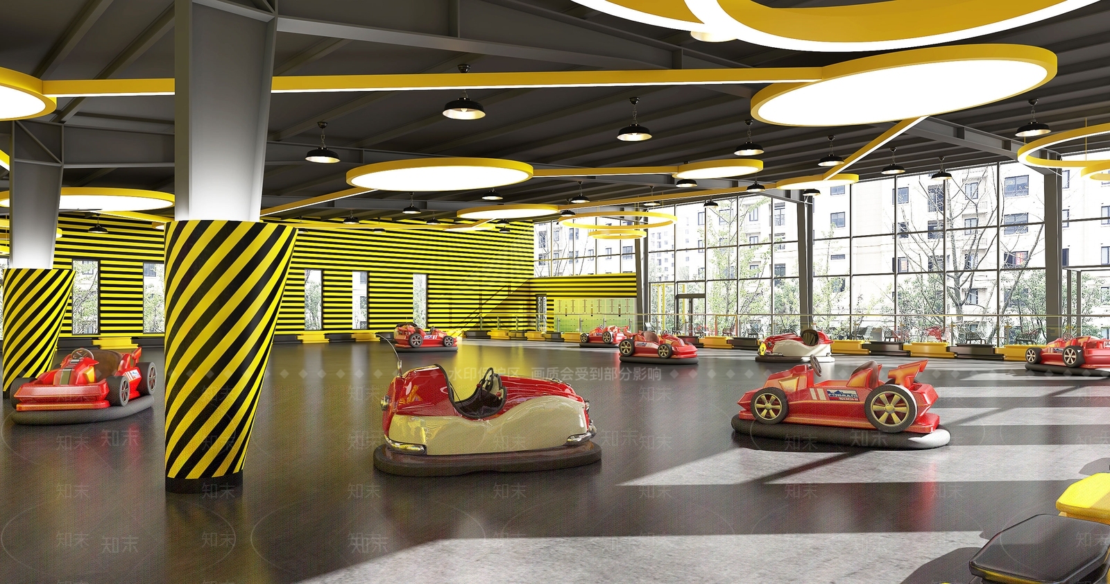 工业风碰碰车馆3D模型下载【ID:992250978】