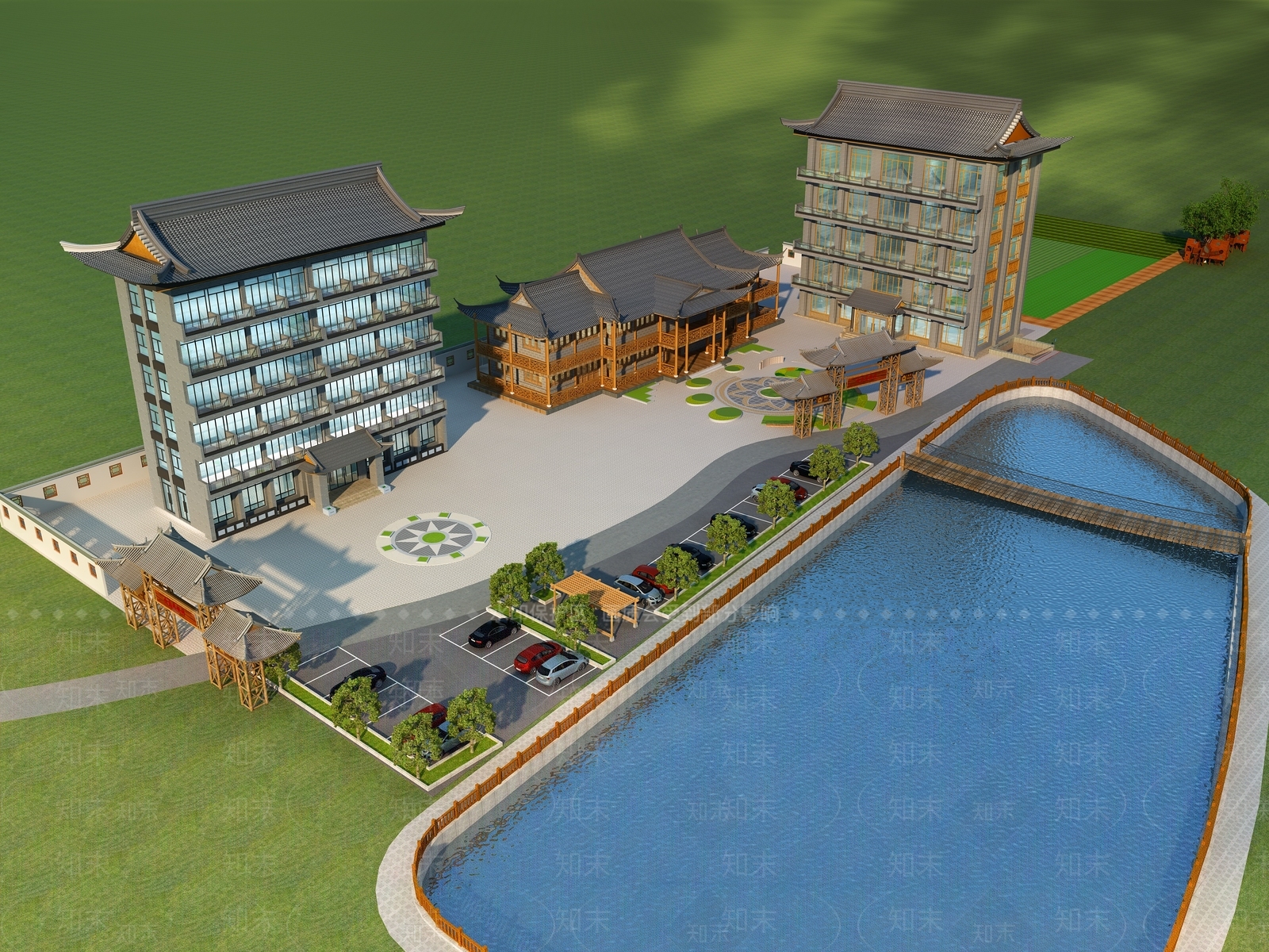 新中式民宿3D模型下载【ID:992458696】