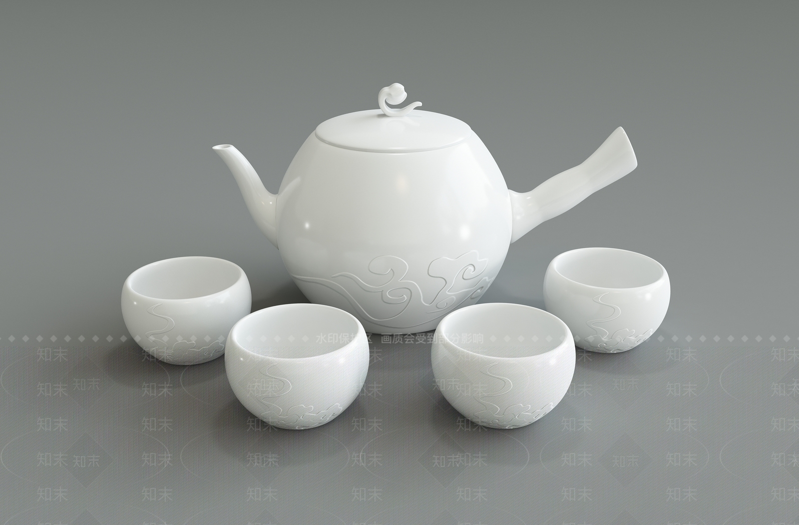 中式茶具3D模型下载【ID:692324848】