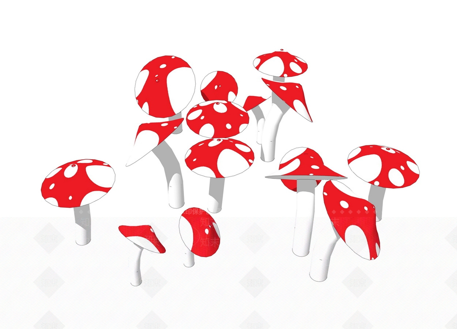 现代蘑菇小品SU模型下载【ID:392259334】