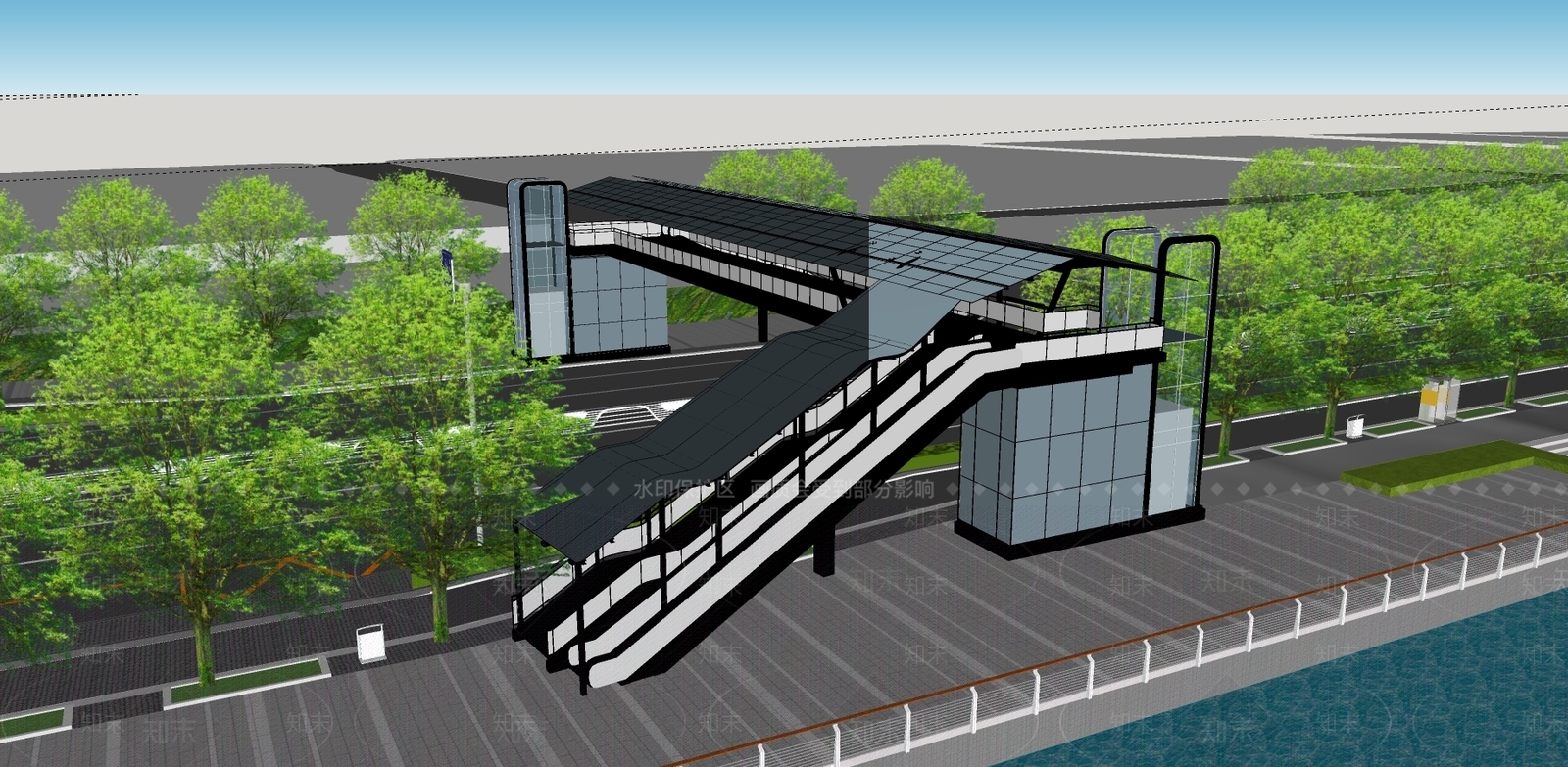 现代过街天桥SU模型下载【ID:792280794】