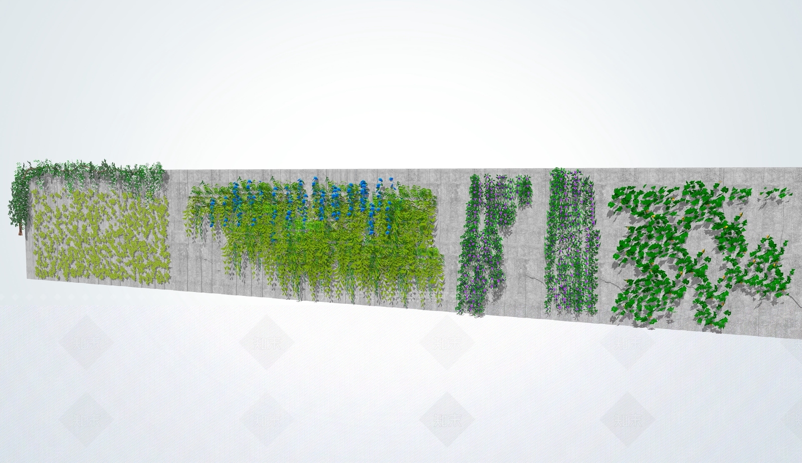 现代绿植墙SU模型下载【ID:292284200】