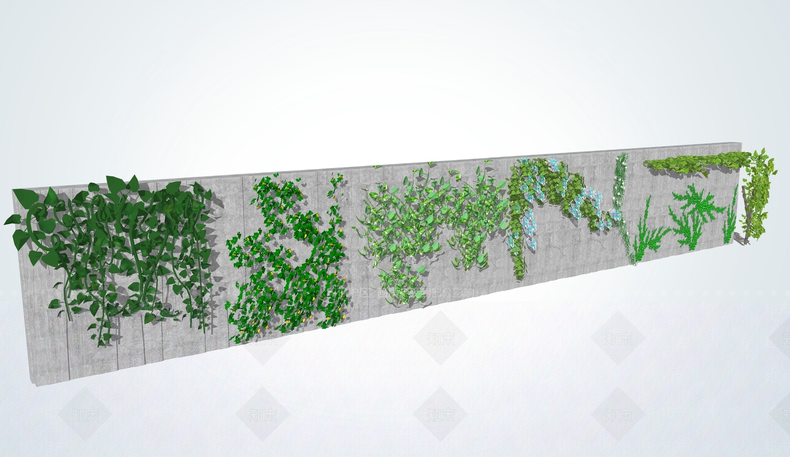 现代绿植墙SU模型下载【ID:292284205】