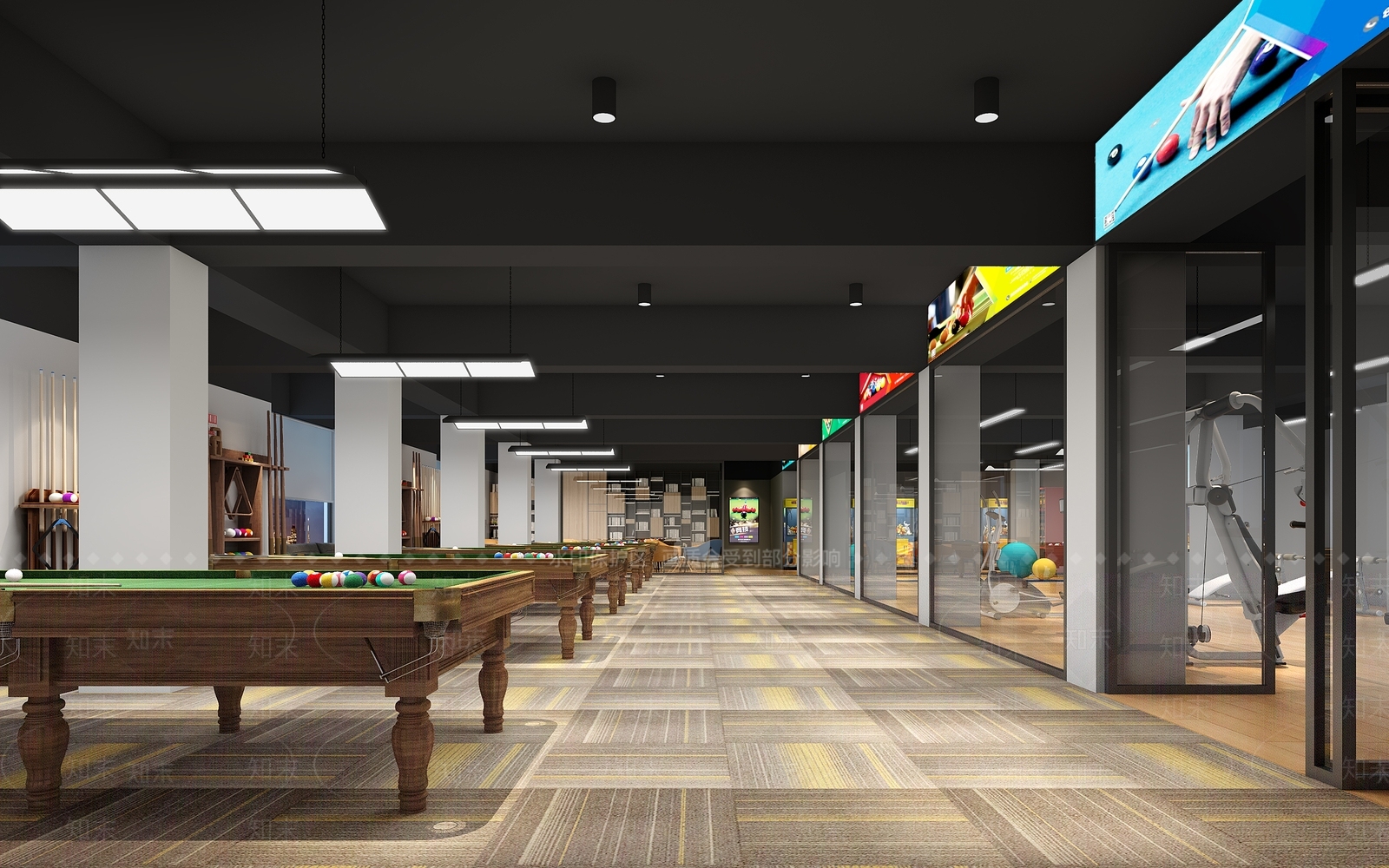 工业风台球室3D模型下载【ID:992301938】