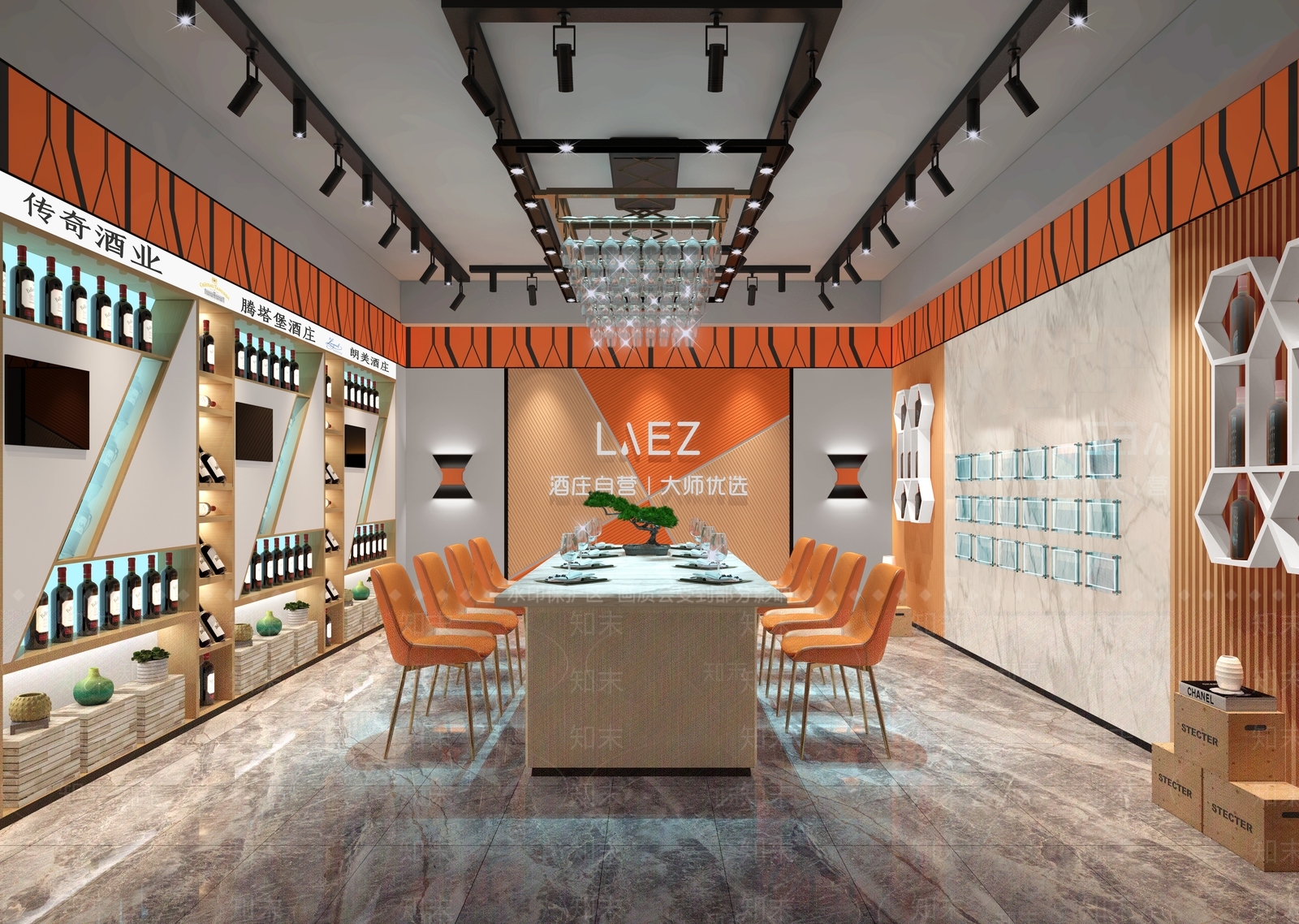 现代红酒展厅3D模型下载【ID:592327454】