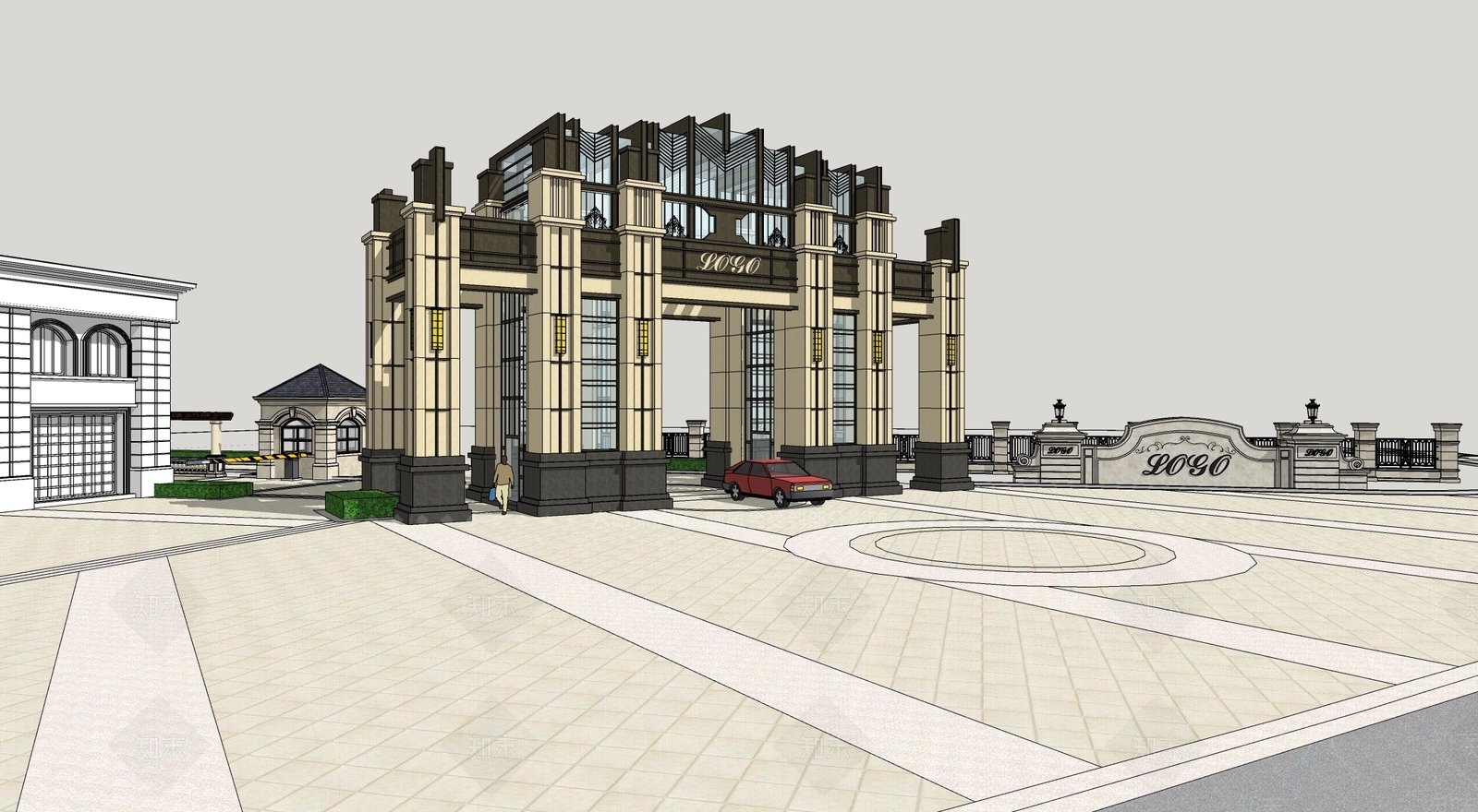 古典小区大门SU模型下载【ID:892316706】