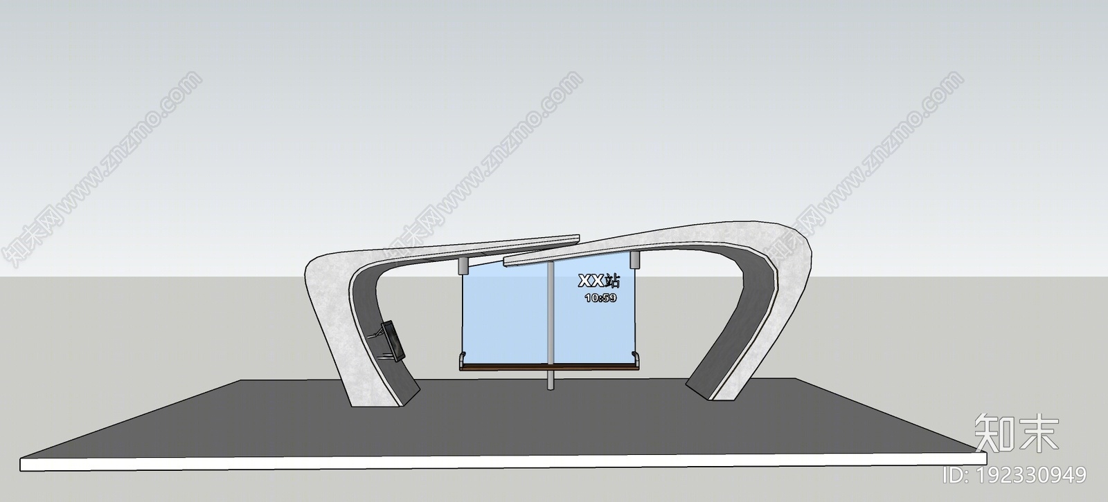 现代公交站台SU模型下载【ID:192330949】