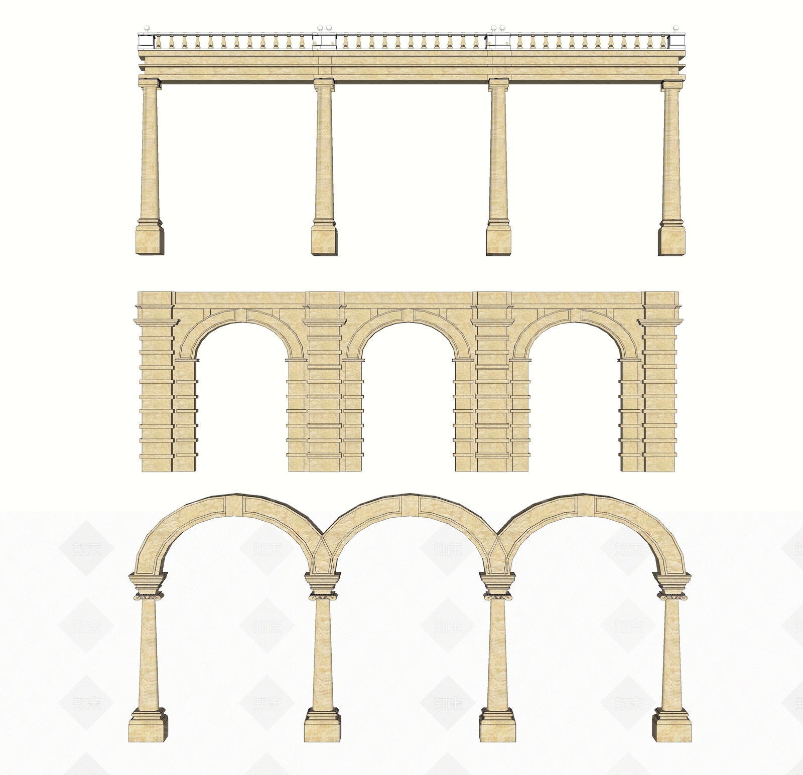 欧式构件SU模型下载【ID:492336882】
