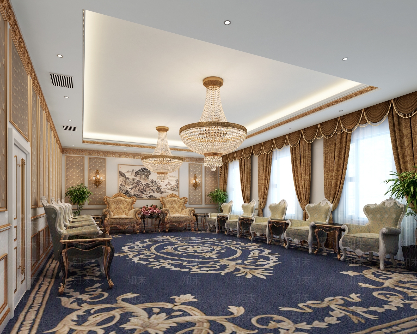 欧式古典接待室3D模型下载【ID:892339055】