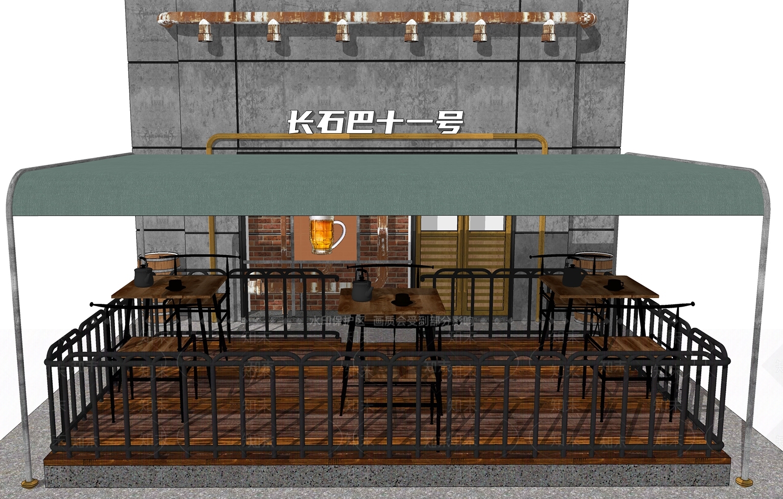 工业风格餐饮SU模型下载【ID:992345325】