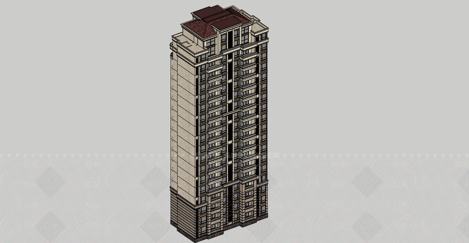 古典高层住宅SU模型下载【ID:292352768】